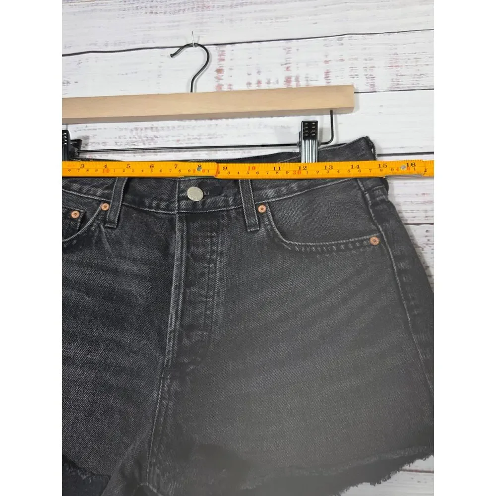 Denim Forum Yoko High Rise Black Cutoff Denim Short Size 28